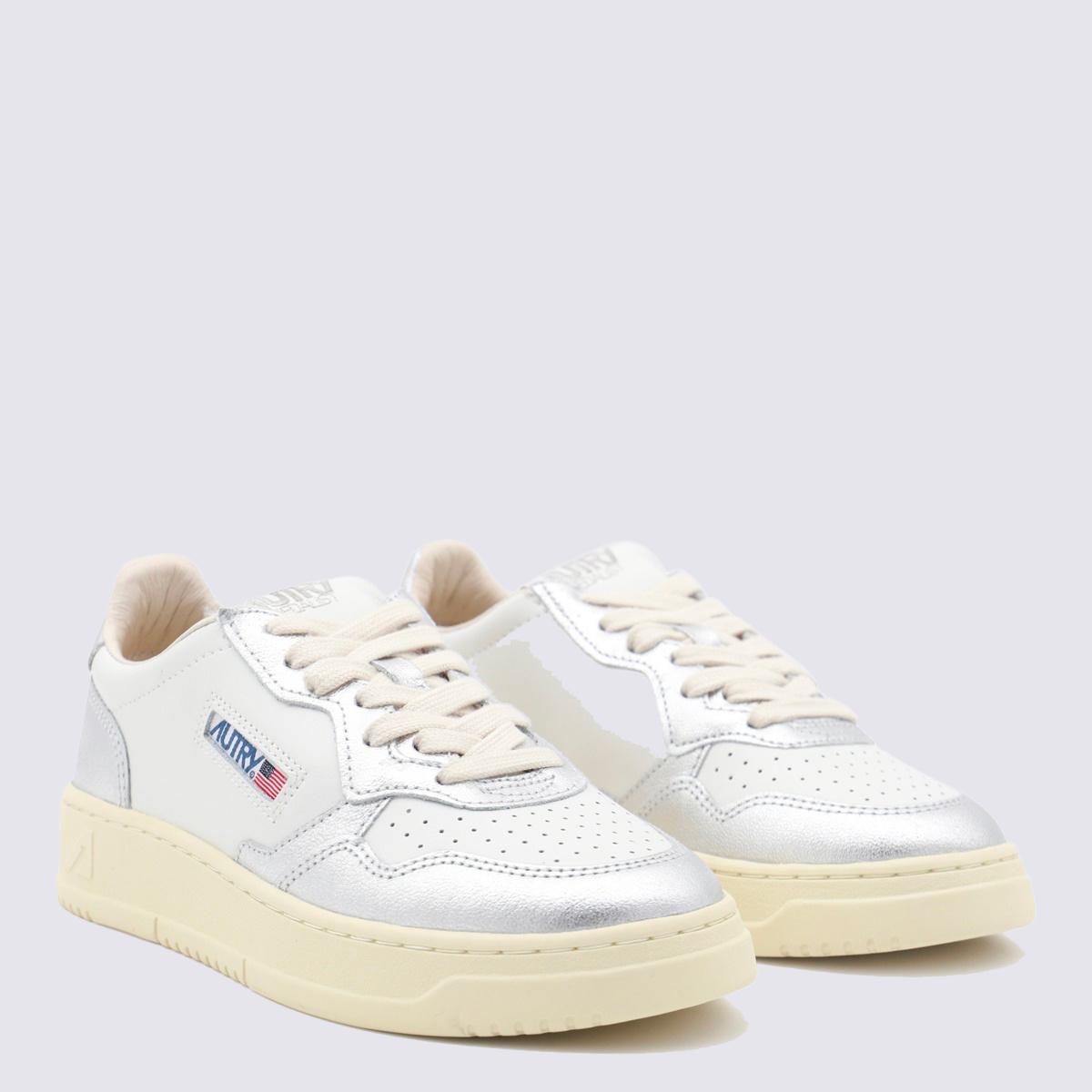 Autry White And Silver Leather Medialist Sneakers