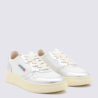 Autry White And Silver Leather Medialist Sneakers