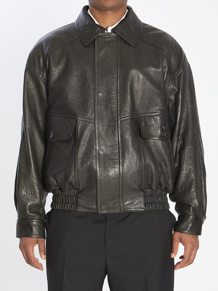 Balloon Bomber Jacket In Lambskin Leather