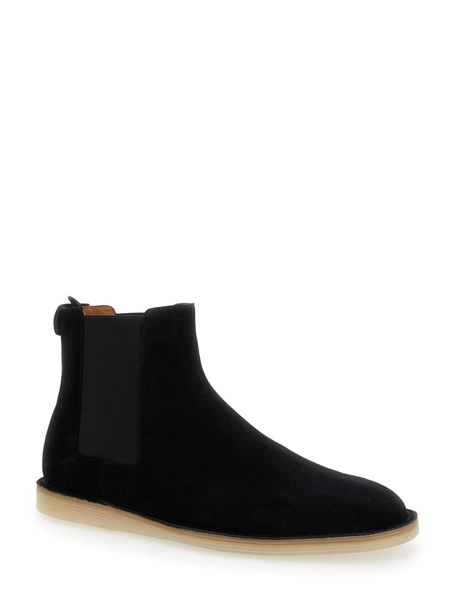 Black Pull-On Ankle Boots With Dg Logo In Suede Man