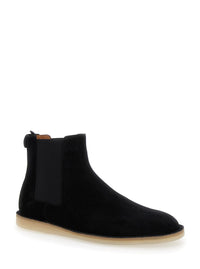 Black Pull-On Ankle Boots With Dg Logo In Suede Man