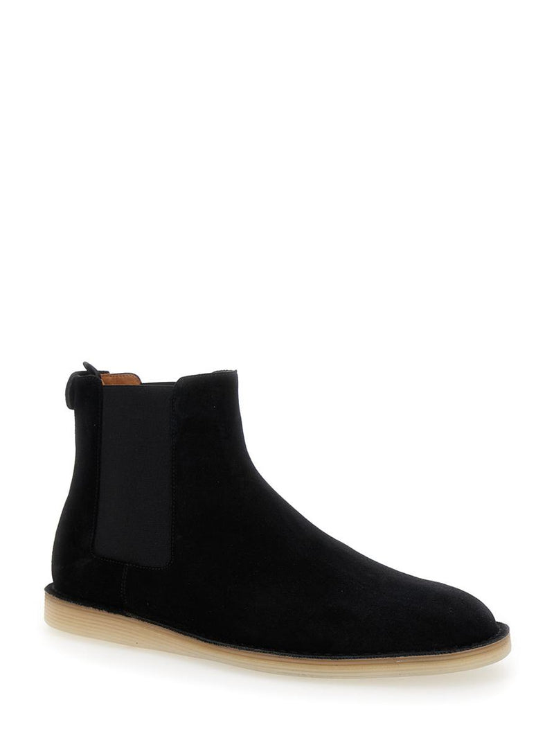 Black Pull-On Ankle Boots With Dg Logo In Suede Man