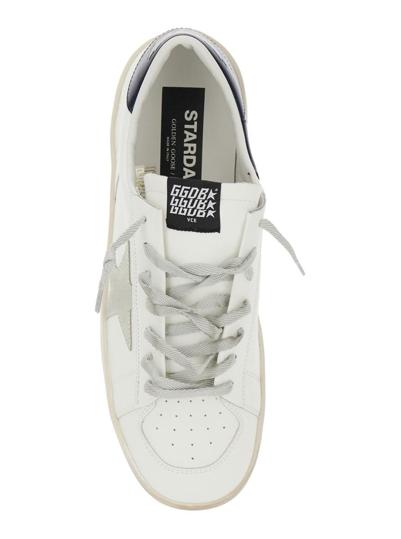White Sneakers With Star Detail In Leather Man