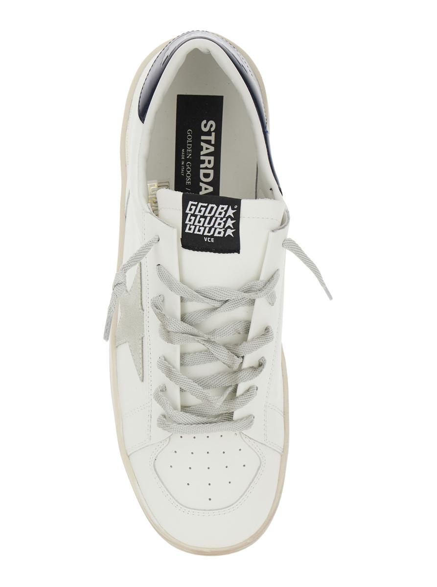 White Sneakers With Star Detail In Leather Man