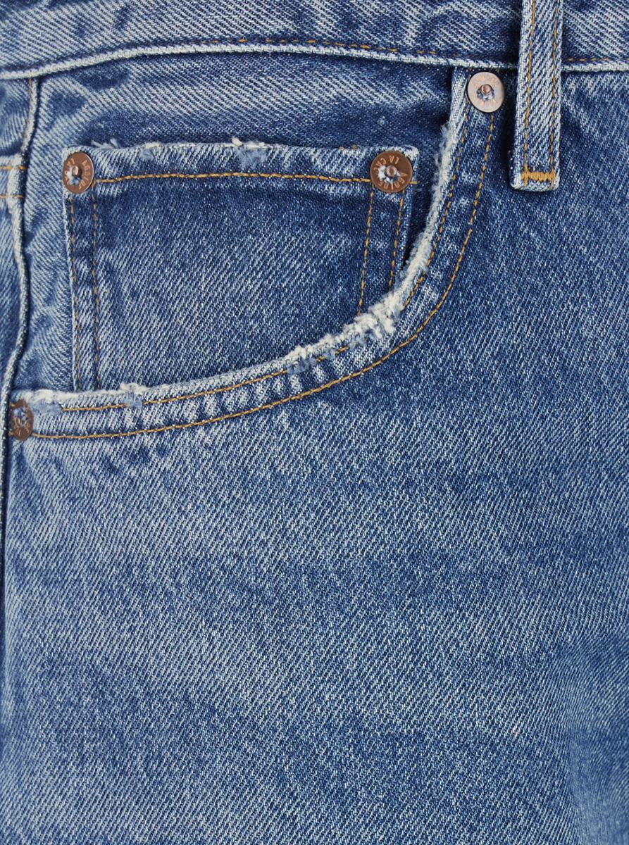 Blue Five-Pocket Shorts With Button Closure In Denim Woman