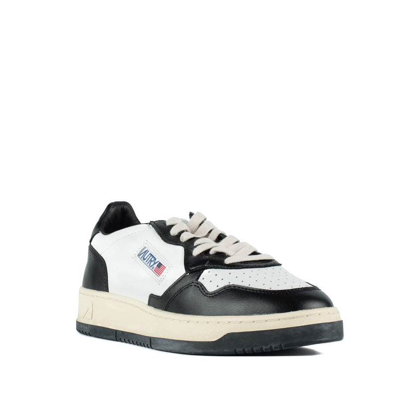 Autry Black And White Leather Two-Tone Medalist Low Sneakers