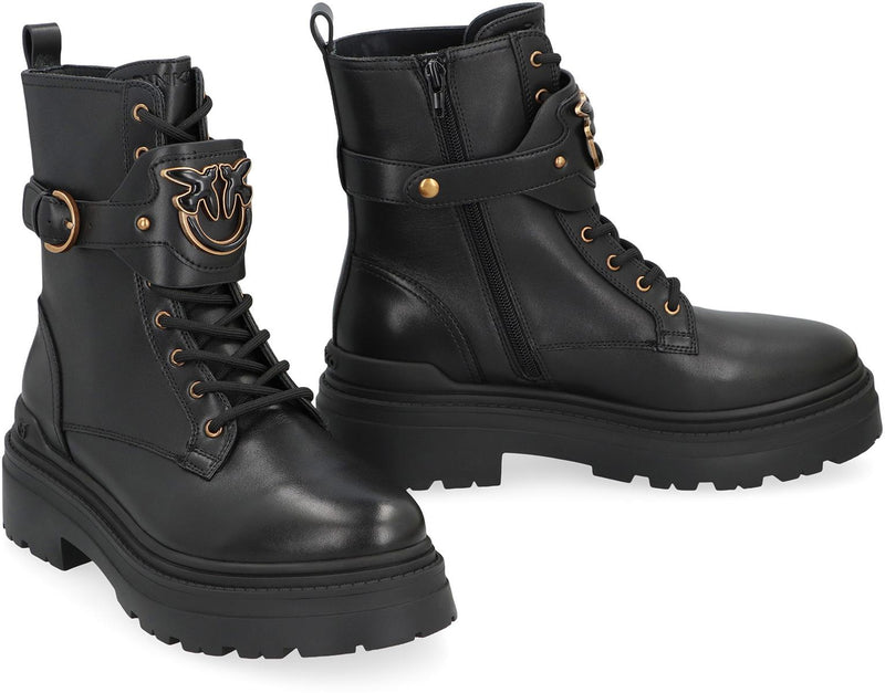 Pinko Mia Leather Combat Boots