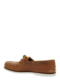 Brown Loafers With Bow Detail On The Front And Embossed Logo On The Side In Leather Man