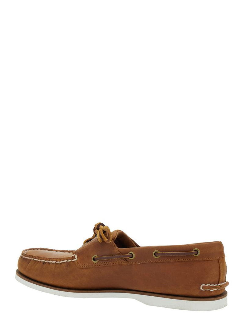 Brown Loafers With Bow Detail On The Front And Embossed Logo On The Side In Leather Man