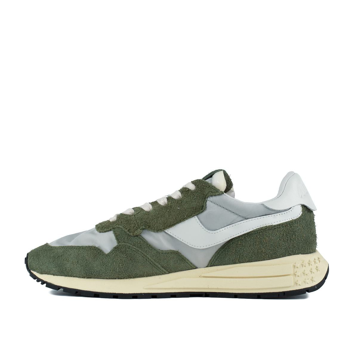 Autry Green And White Suede And Nylon Reelwind Low Sneakers