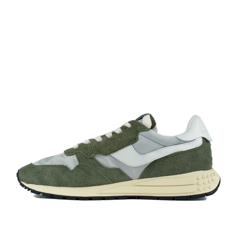Autry Green And White Suede And Nylon Reelwind Low Sneakers