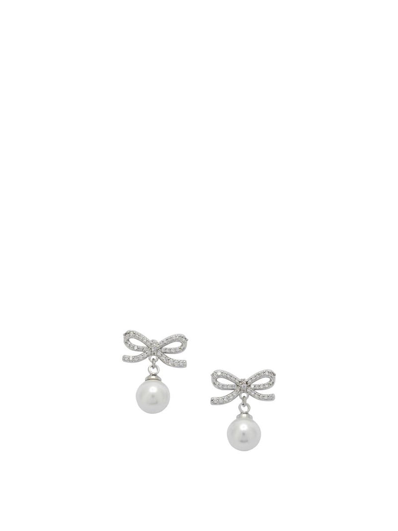 Self-Portrait Earrings With Bow And Pearls