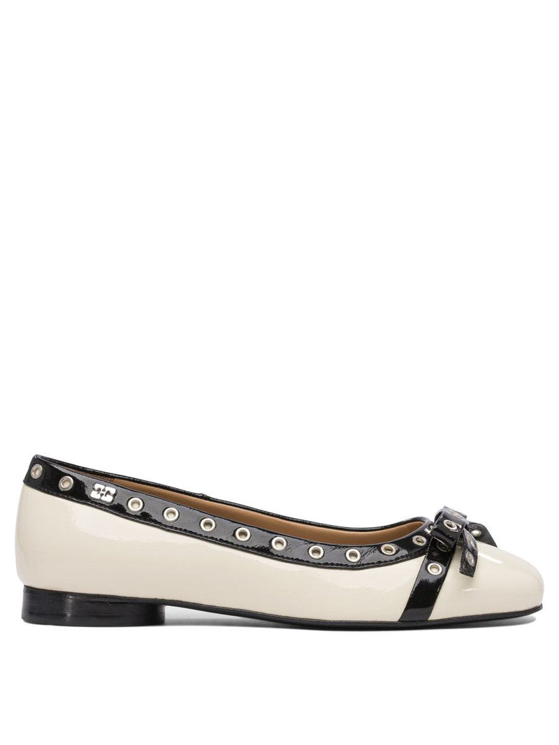 Ganni Eyelet Bow Ballet Flats