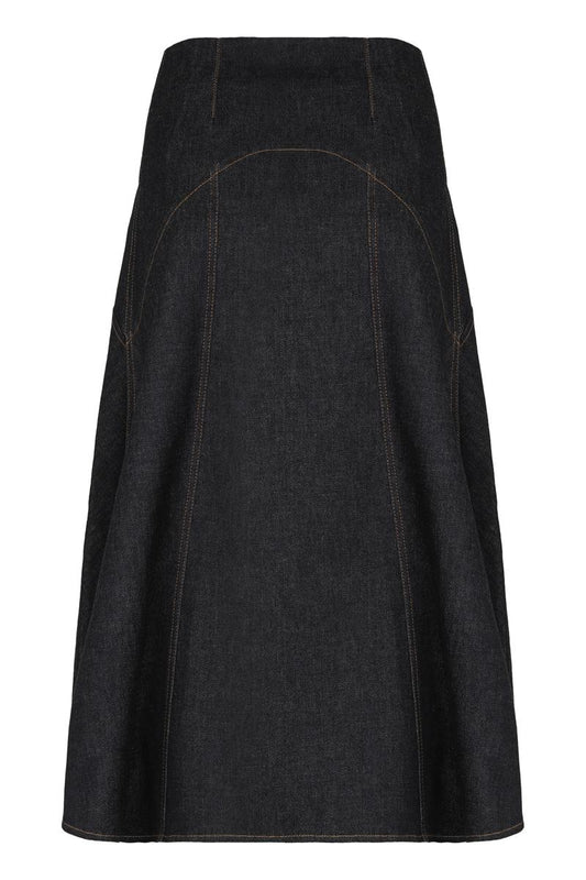 Jacquemus Gonna Svasata In Denim Di Nîmes Triangle