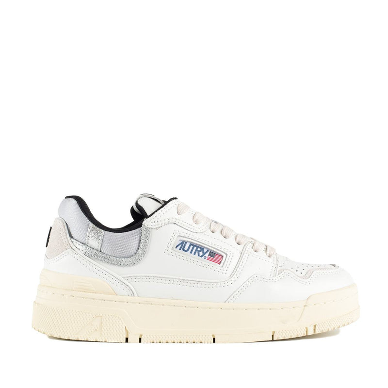 Autry White Leather And Suede Silver Sneakers Clc Low