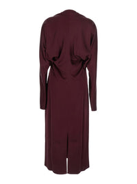Bordeaux Midi Dress With Cape Sleeves And Cut-Out On The Front In Tech Fabric Woman