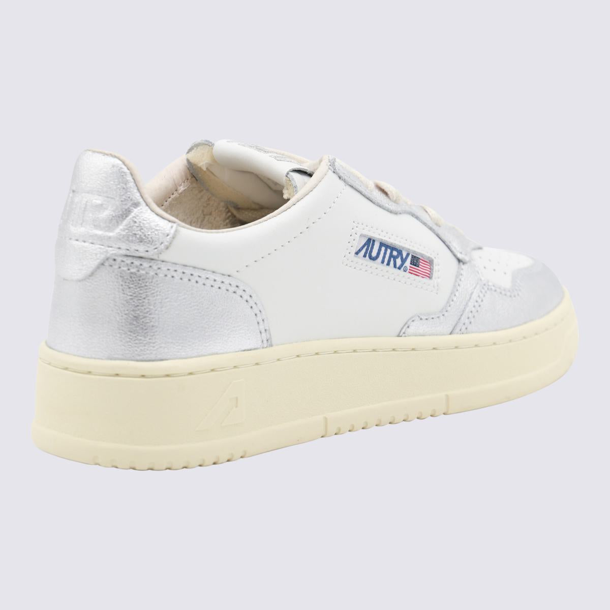Autry White And Silver Leather Medialist Sneakers
