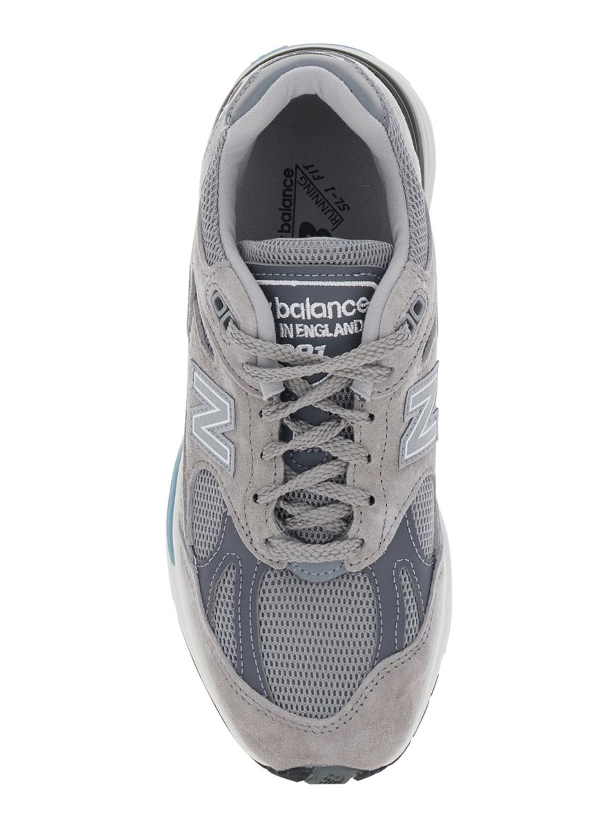 Grey Low Top Sneakers With Logo Detail In Suede And Tech Fabric Unisex