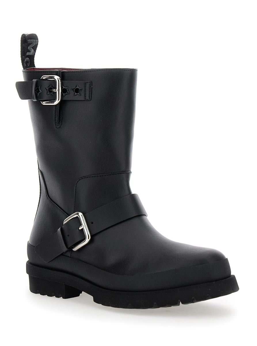 'Trace' Black Ankle Boots With Buckle In Tech Fabric Woman
