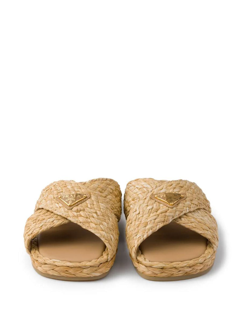 Prada Raffia Slides