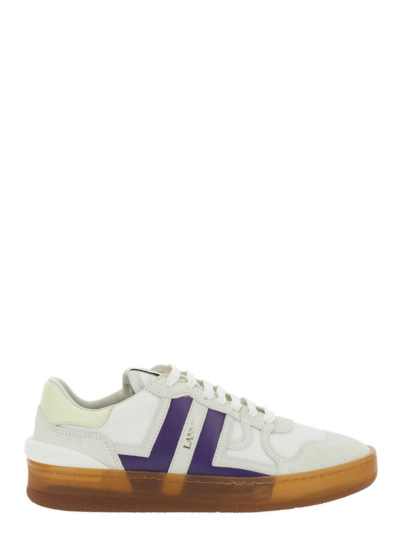 'Clay' White Sneaker With Mesh Inserts And Side Striped Detail In Leather Unisex