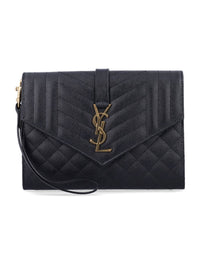 Saint Laurent Envelope Flap Pouch In Mix Matelassé Grain De Poudre Leather