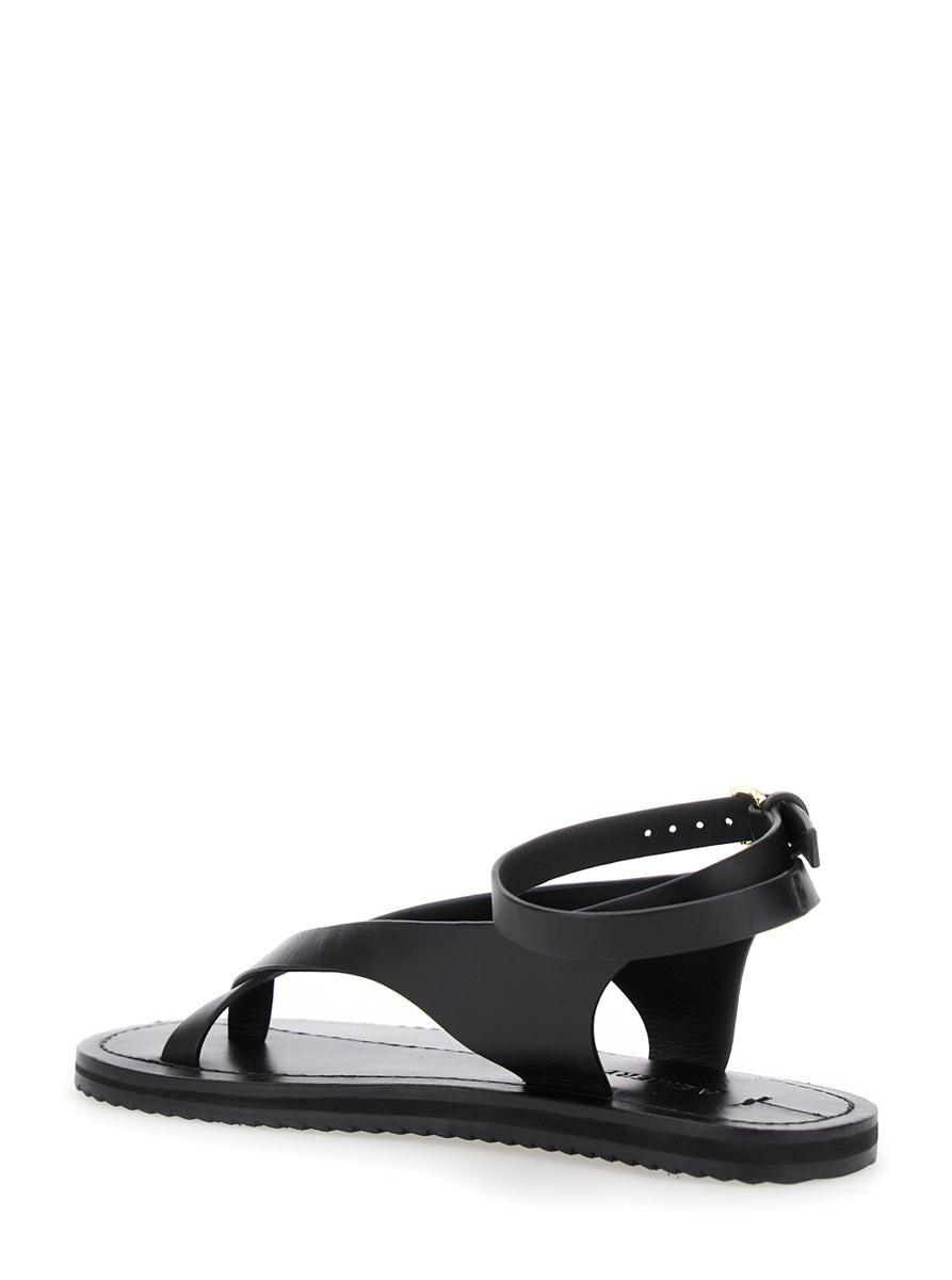 'Millar' Black Sandals With Criss-Crossed Straps And Buckle Closure In Leather Woman