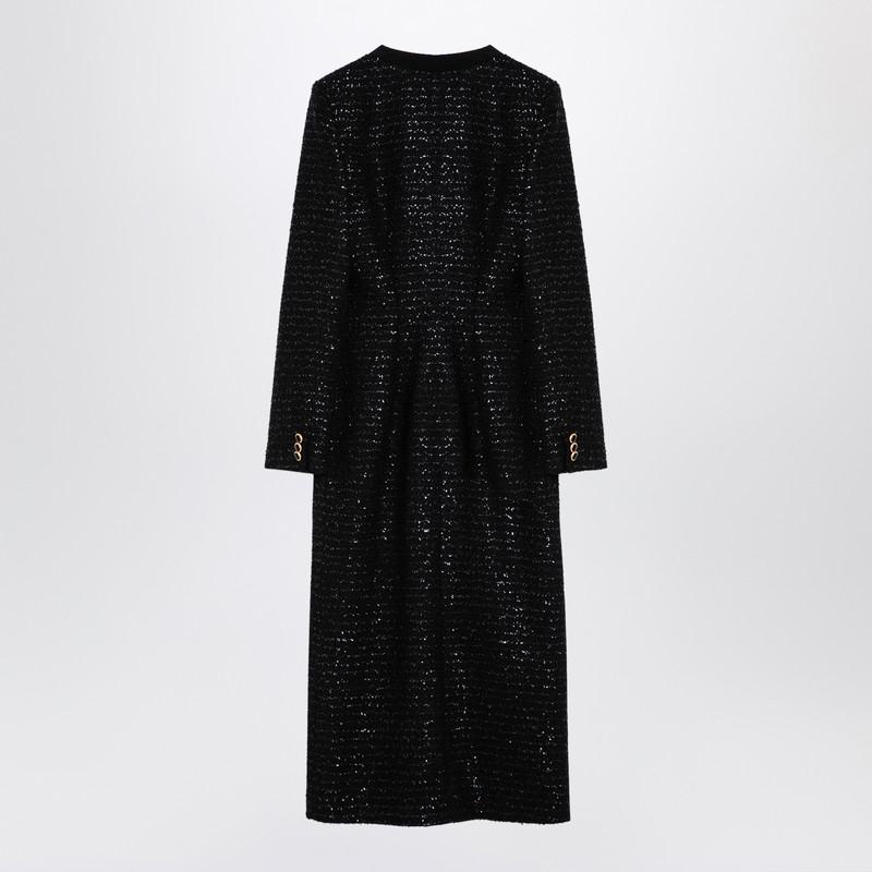 Alessandra Rich Sequin Tweed Midi Dress With Buttons