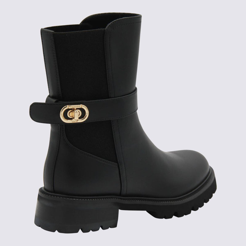 Twinset Black Leather Boots