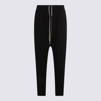 Rick Owens Black Cotton Drawstring Long Pants