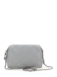 'Fleming' Grey Diamond Quilted Shoulder Bag With Chain-Link Shoulder Strap In Leather Woman