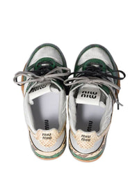Miu Miu Gymnasium Technical Fabric And Python-Print Ayers Leather Sneakers Shoes