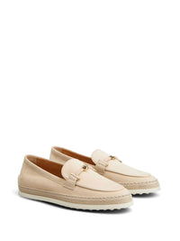 Tod'S Suede Slipper Loafers With Double T Ring Accessory Shoes