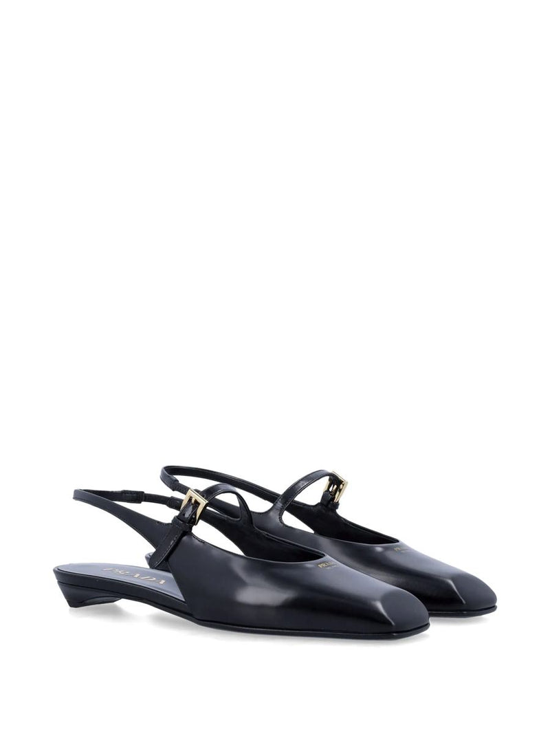 Prada Leather Slingback Ballet Flats