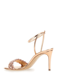 'Starlink' Pink Sandals With High Stiletto Heel And Braided Embellishment In Ecoleather Woman