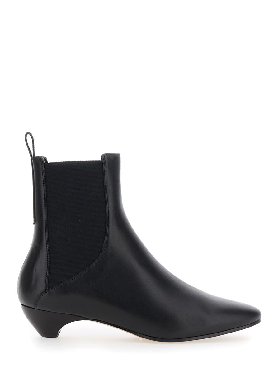 'Allegra Chelsea' Black Ankle Boots With Elastic Panels In Leather Woman