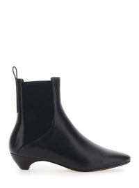 'Allegra Chelsea' Black Ankle Boots With Elastic Panels In Leather Woman