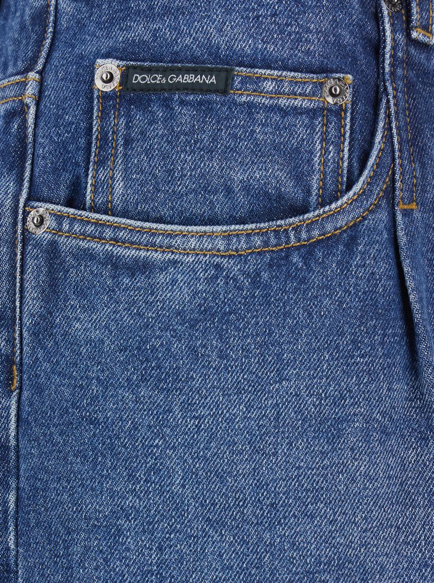 Blue Jeans With Logo Patch On The Rear In Denim Man