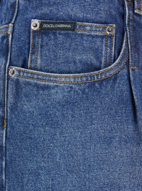 Blue Jeans With Logo Patch On The Rear In Denim Man