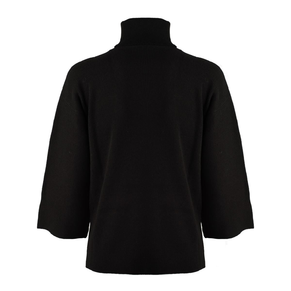 Anneclaire Black Virgin Wool Cashmere Blend Turtleneck Sweater