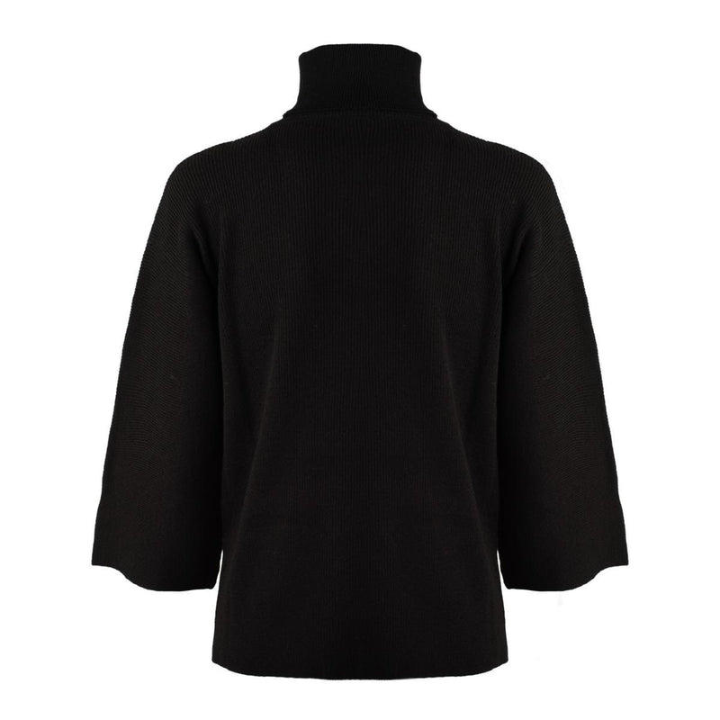 Anneclaire Black Virgin Wool Cashmere Blend Turtleneck Sweater