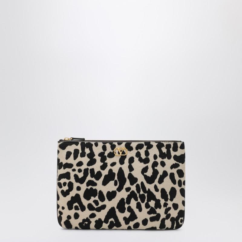 Valentino Garavani Animal-Print Pony-Effect Vlogo Signature Pouch