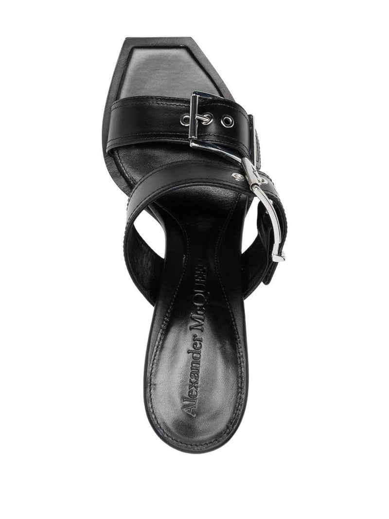 Alexander McQueen Punk Double Buckle Leather Sandals