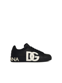 Dolce & Gabbana Portofino Black Leather Sneakers