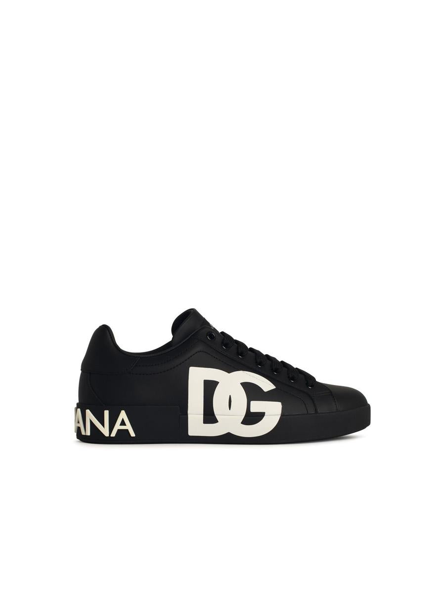 Dolce & Gabbana Portofino Black Leather Sneakers