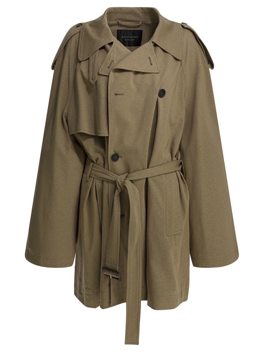 Balenciaga Short Trench Coat In Explorer