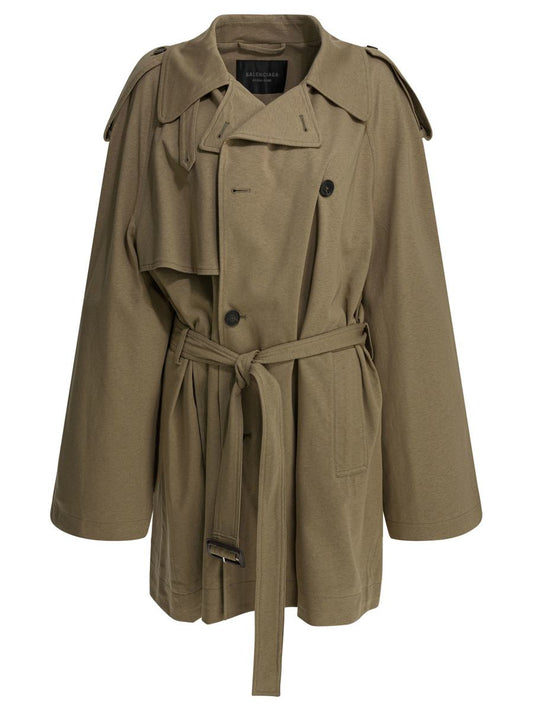 Balenciaga Short Trench Coat In Explorer