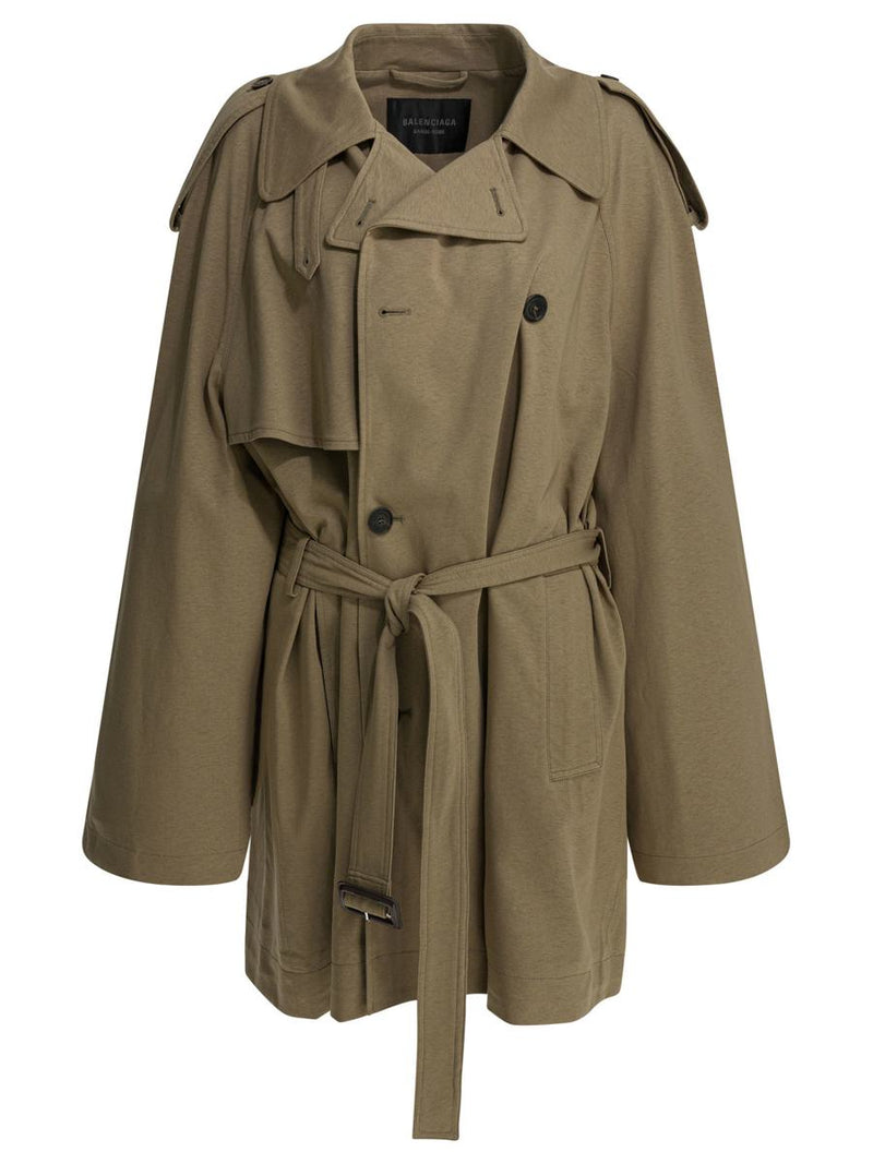 Balenciaga Short Trench Coat In Explorer