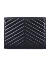 Saint Laurent Cassandre Matelassé Flap Pouch In Quilted Lambskin