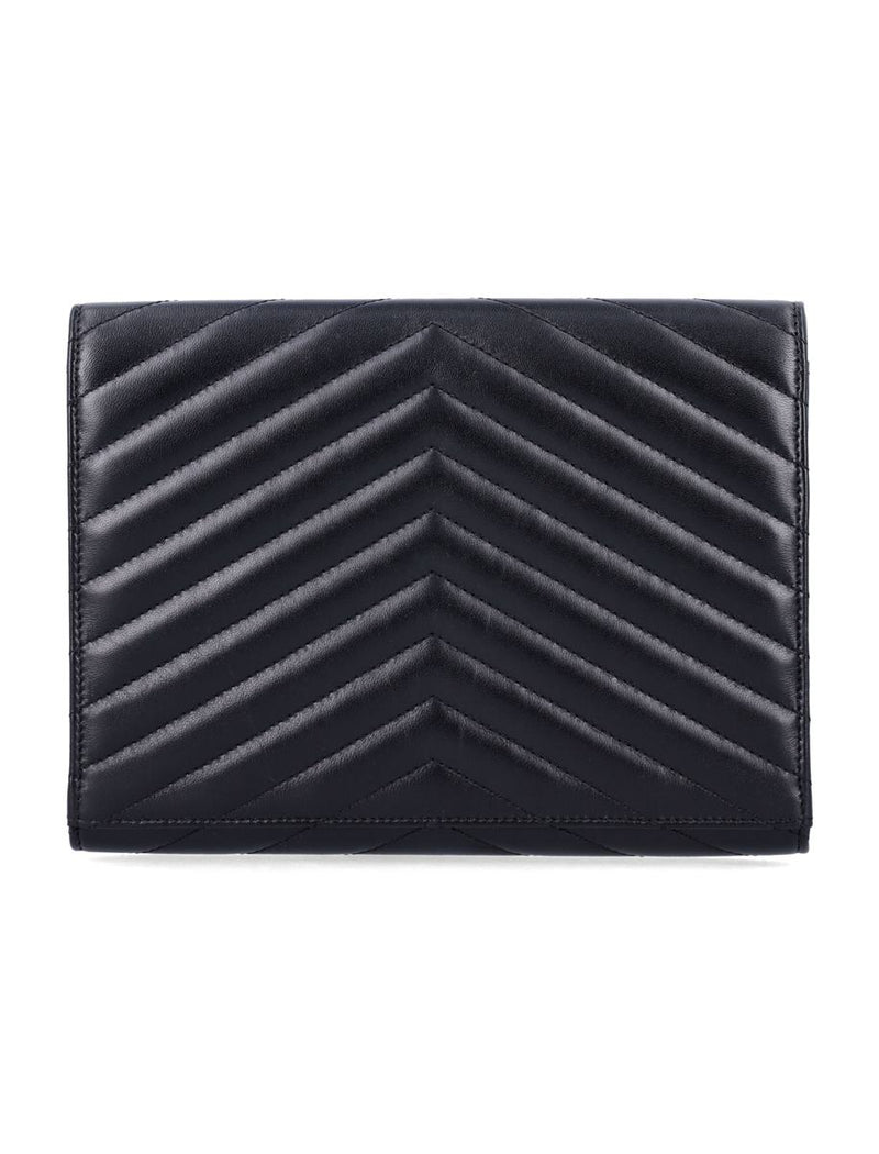 Saint Laurent Cassandre Matelassé Flap Pouch In Quilted Lambskin